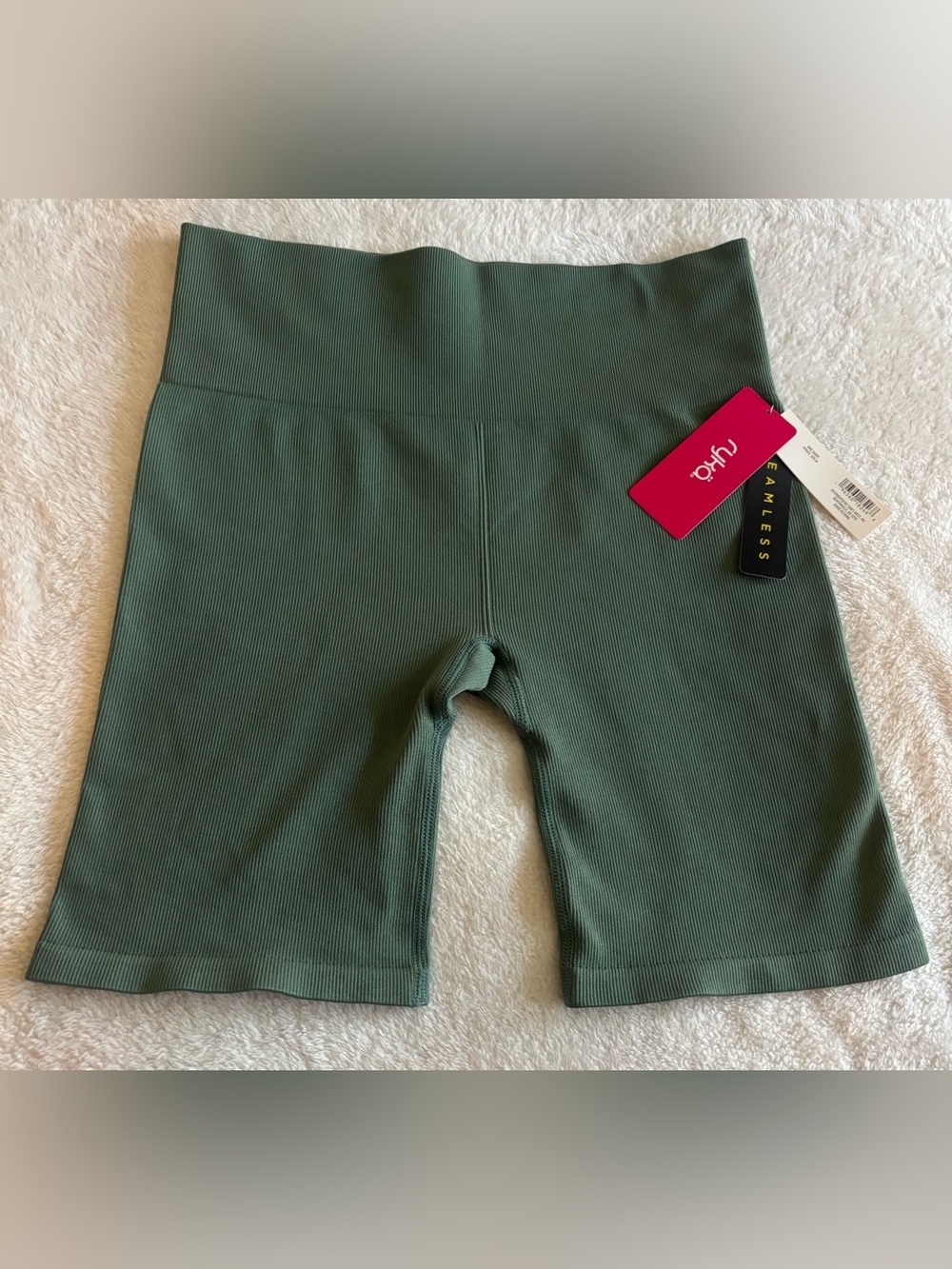 Ryka Olive Green High-Waist Bike Shorts